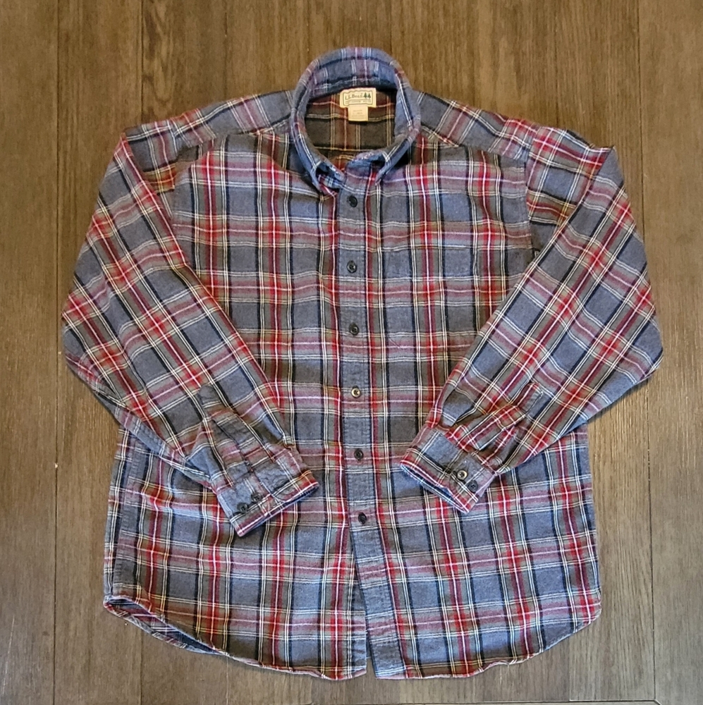 L.L. Bean Button Down Shirt Men's Size L - Reg Plaid 100% Cotton Farmcore